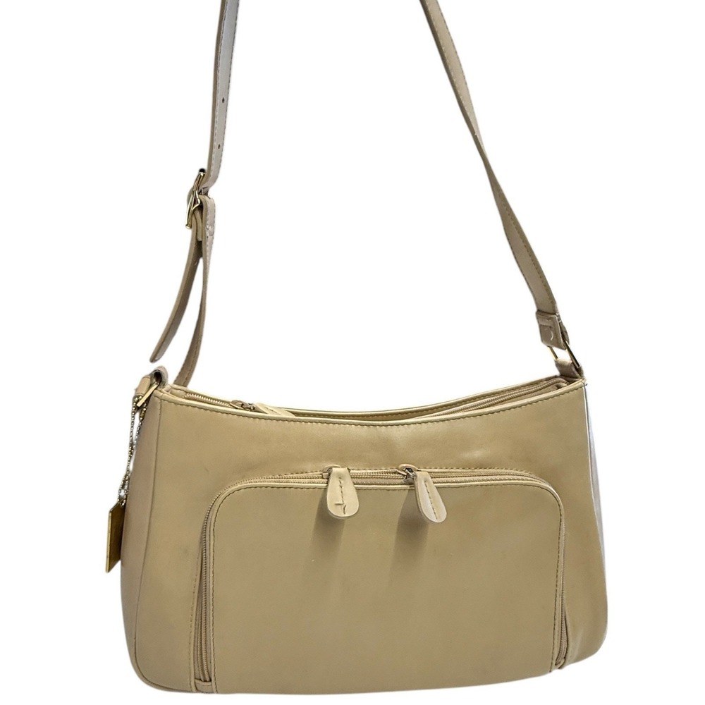 Etienne Aigner Crossbody Bag Women Medium Beige Excellent Leather Organizer‎ Zip